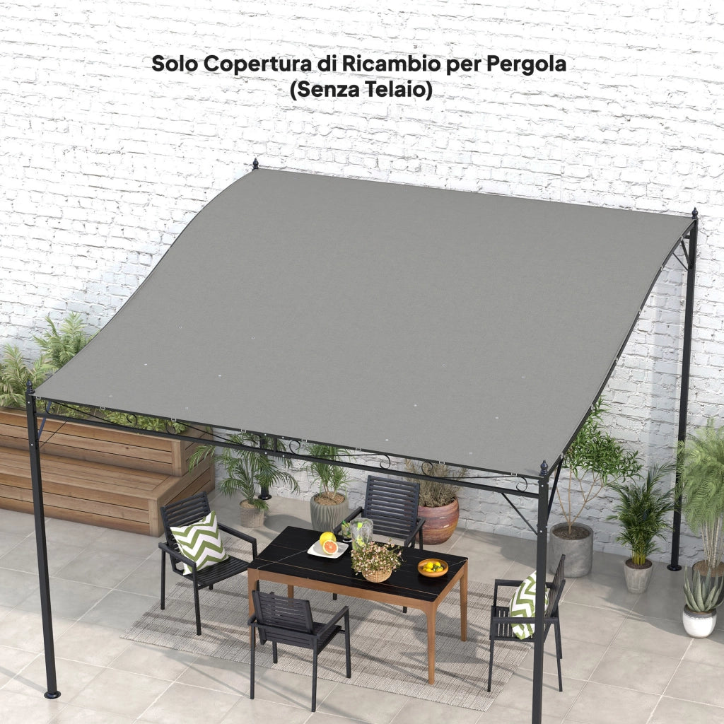 Telo Pergola da Giardino ¨C zephmum ¨C Grigio 297x297 cm 3x3 m con Fori Drenaggio