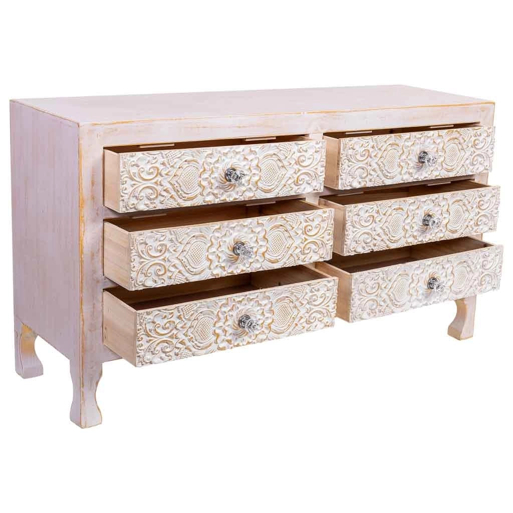 Comò in legno con 6 cassetti 91x28,5x51,5