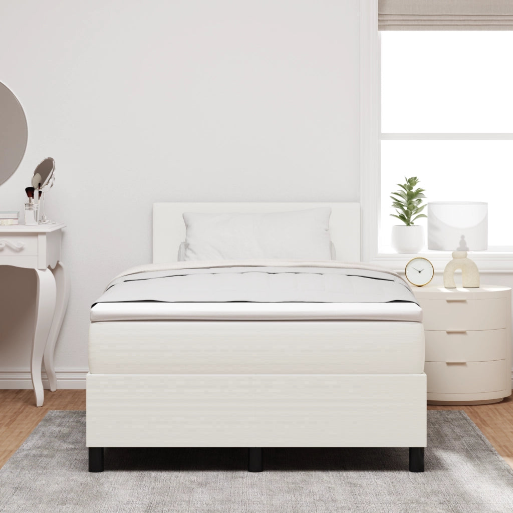 Letto Box Spring con Materasso Crema Piccolo Doppio Tessuto in Corduroy