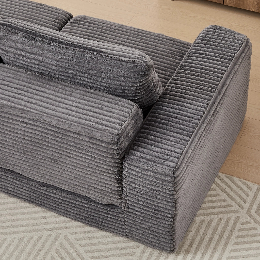 Divano Letto Modulare 2 in 1 con Pouf ¨C MINIMAL ¨C Velluto a Coste, Cuscini Inclusi