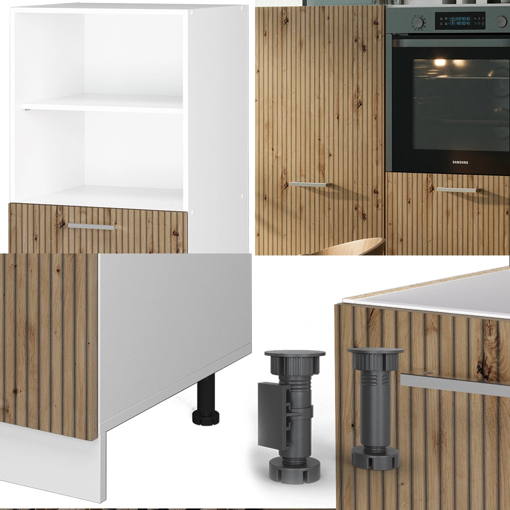 Vicco Cucine componibili piccole Rovere artigianale/bianco 180 cm senza piano di lavoro