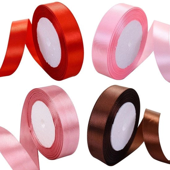 Cadeaulint 4 Rolli - Decorativo - Lint per Tessuti - Pacchetto di Regalo per Fai da Te - Flessibile Poliestere - 2 cm x 22 m