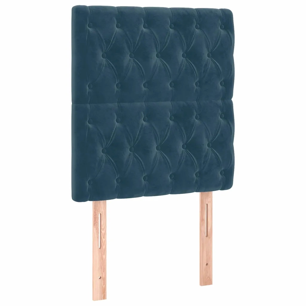 Letto a Molle con Materasso e LED Blu Scuro 90x200cm in Velluto 3136285