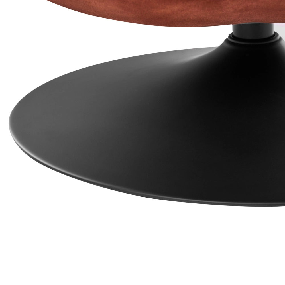 Poltrona girevole Velluto marrone dorato Base singola con sedile imbottito Button Tufted