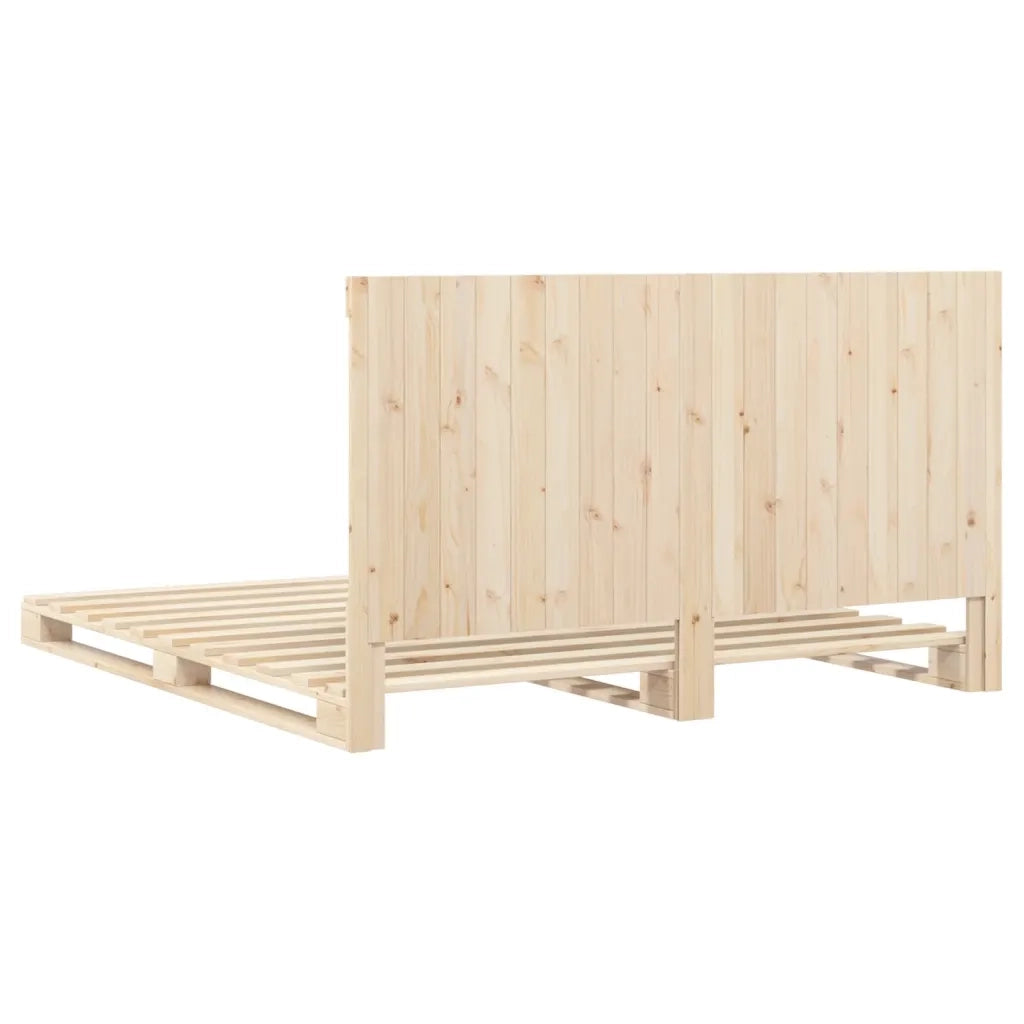 Giroletto con Testiera 200x200 cm in Legno Massello di Pino 3281555