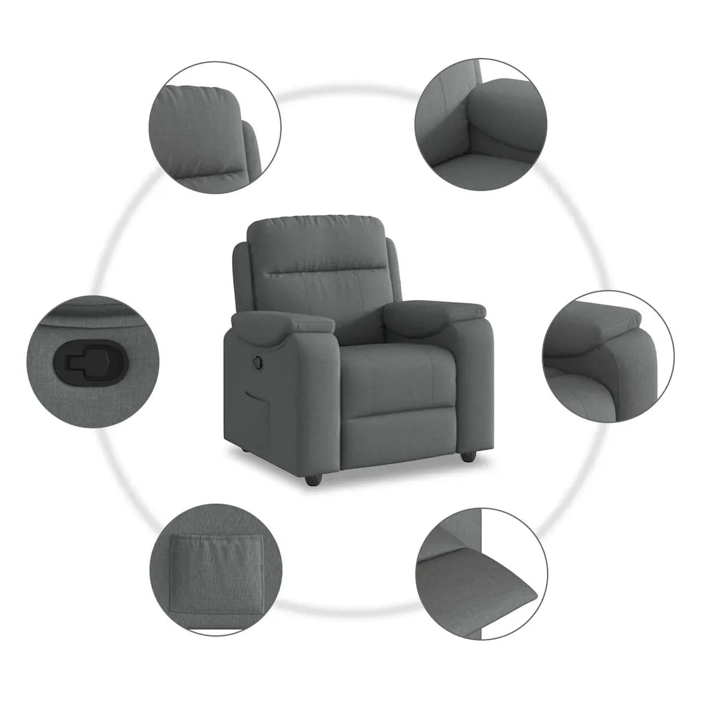 Divano Sedia-Poltrona reclinabile in Tessuto Grigio Scuro 344740