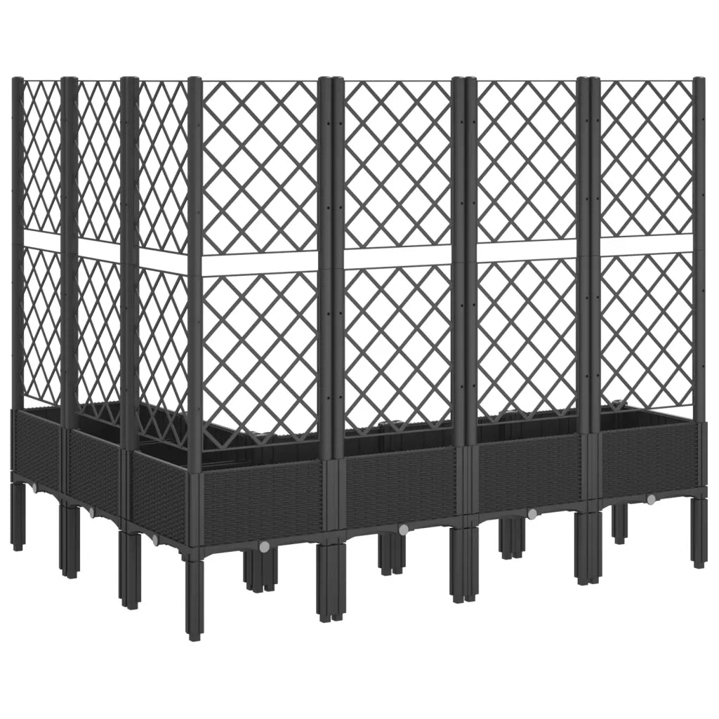 Fioriera da giardino con traliccio-Vaso da Esterno-Vaso con Griglia Nera 160x120x142 cm in PP