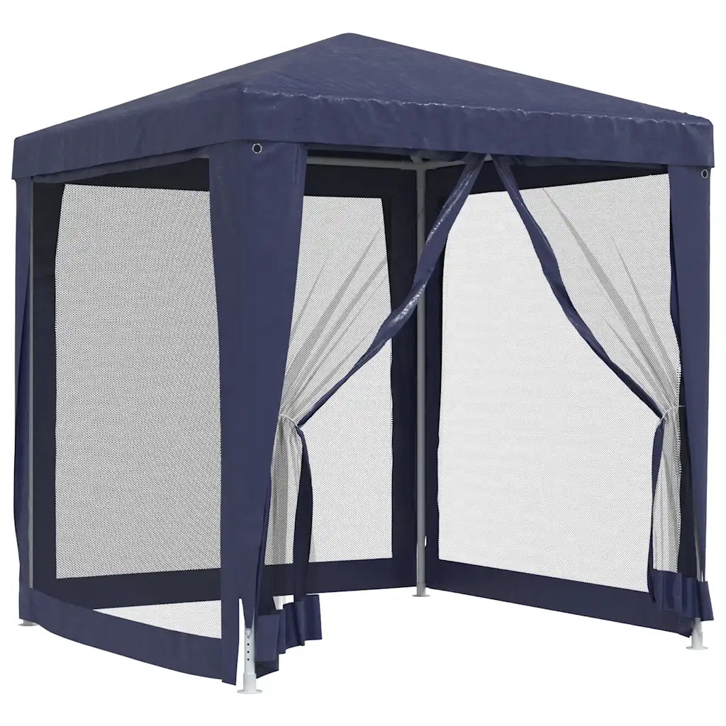 Tenda per Feste con 4 Pareti Laterali in Rete-Tenda Gazebo Blu 2x2 m HDPE