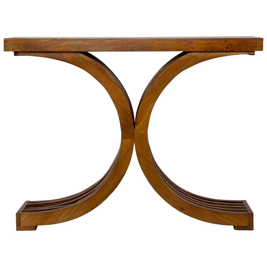Tavolino da ingresso artigianale in legno marrone 100x30x82h cm