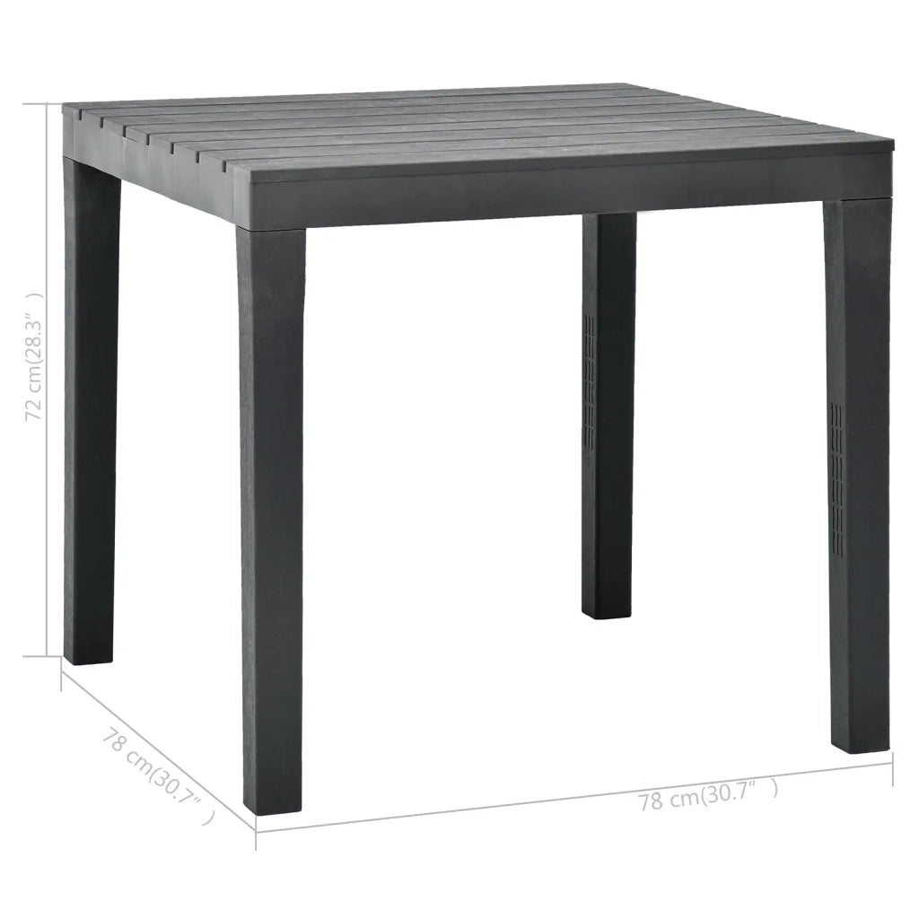 Tavolo da Giardino Antracite 78x78x72 cm in Plastica cod mxl 34274