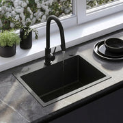 Lavello In Acciaio Liam Black con rubinetto da cucina