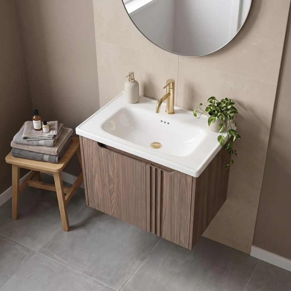 Mobile Bagno Con Lavabo Rea Rivo Db86-60l-1 Dark 60cm