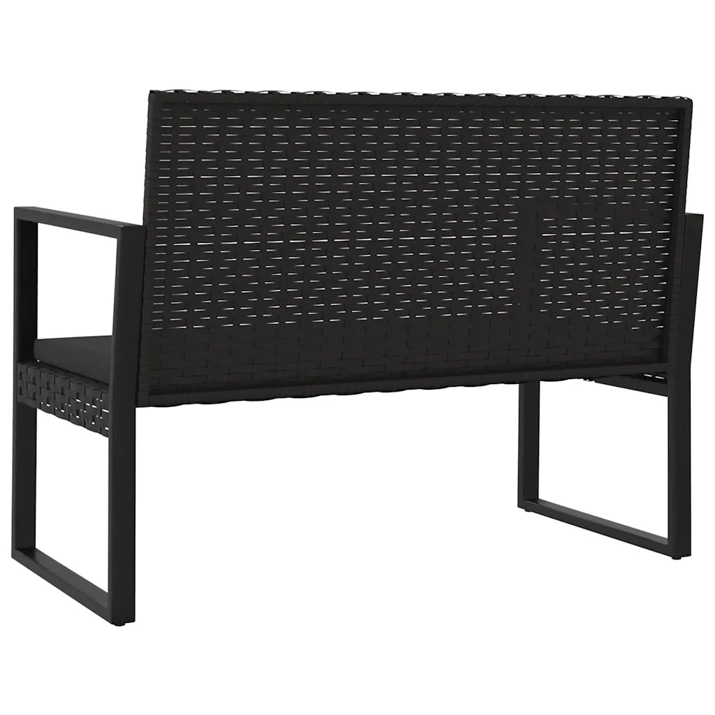 Set Divani da Giardino 4 pz | Set Salotto da Giardino con Cuscini Nero in Polyrattan