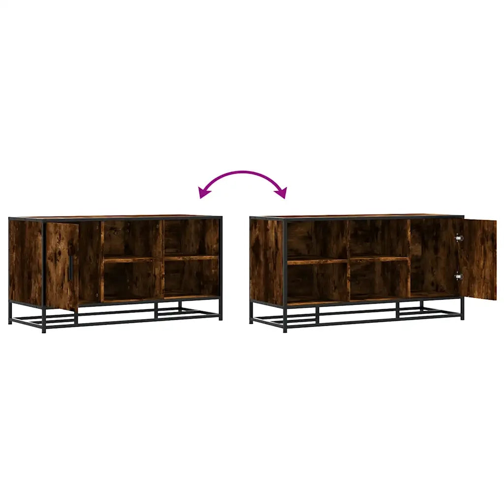 Scarpiera in Rovere Fumo 100x40x53,5 cm in Truciolato e Metallo 849216