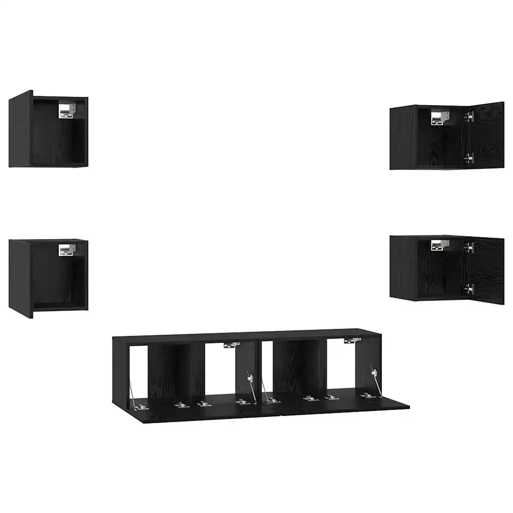 Set mobile TV 6 pcs Rovere Nero Legno multistrato 3393142