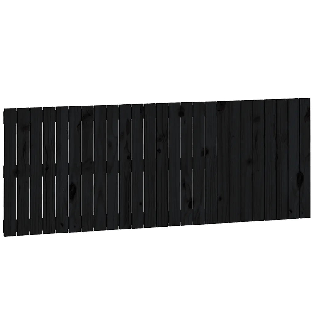 Testiera | Testata da Parete Nera 159,5x3x60 cm in Legno Massello di Pino