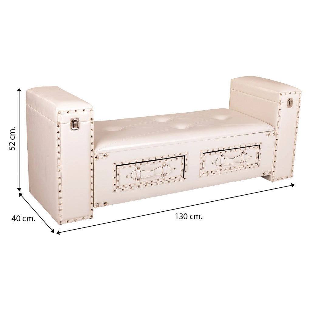 Sgabello in similpelle bianca 130x40x52h