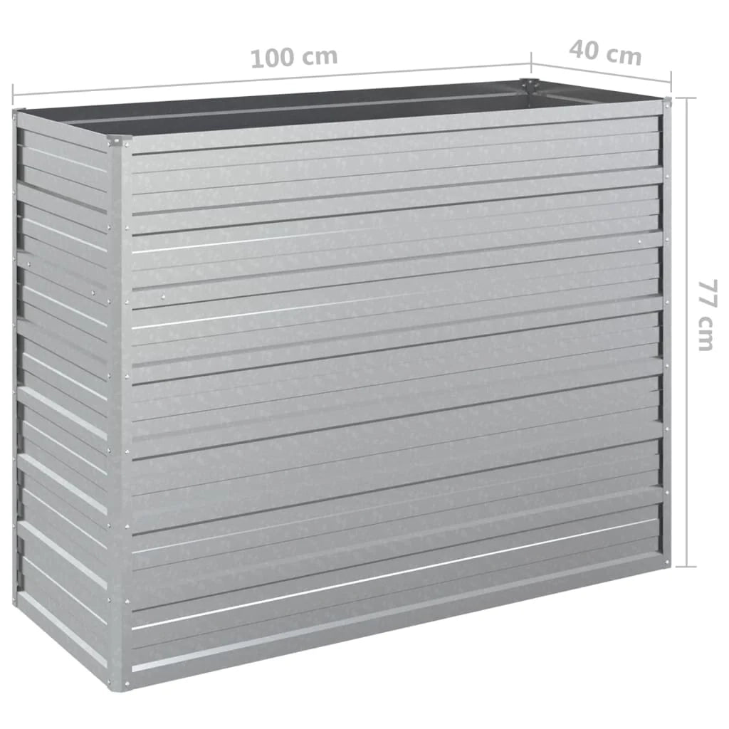 Fioriera rialzata per piante fiori patio giardino 100 x 40 x 77 cm acciaio zincato argento 02_0039301