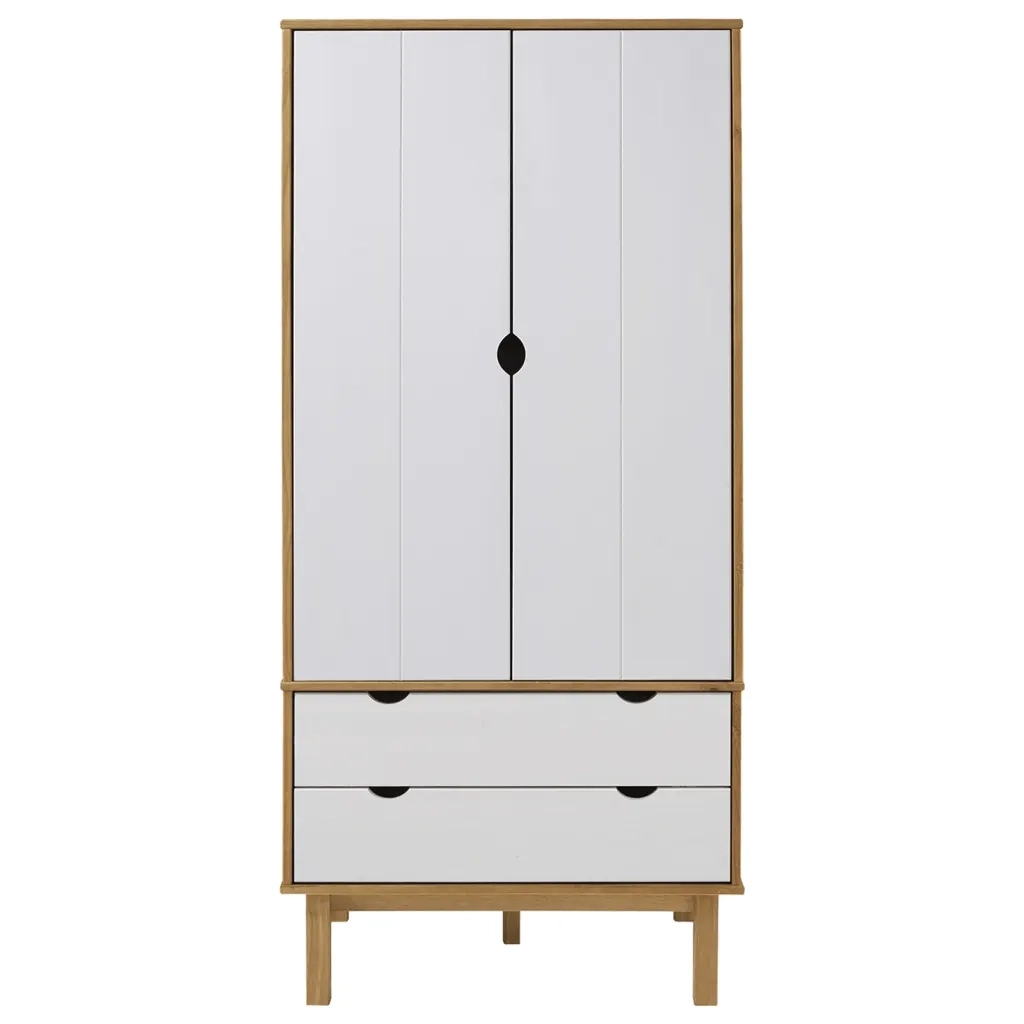 Armadio OTTA Marrone e Bianco 76,5x53x172 cm in Legno di Pino 348590