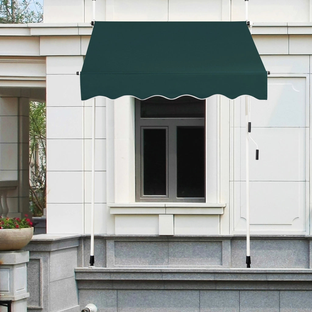 Tenda a molla larga 150 cm senza forare da balcone resistente ai raggi UV, Tenda regolabile in altezza Verde