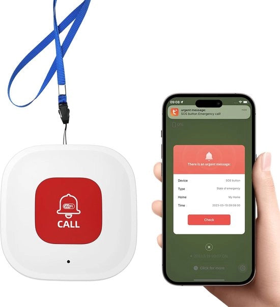 Alarme per App per anziani, notifiche di emergenza, pulsante di soccorso per cura domestica, monitoraggio per anziani, segnalatore per assistenti, sistema di emergenza senza costi mensili
