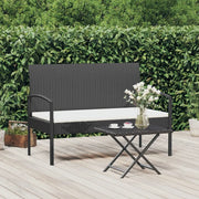 Panca da Giardino con Cuscino Nera 105 cm in Polyrattan