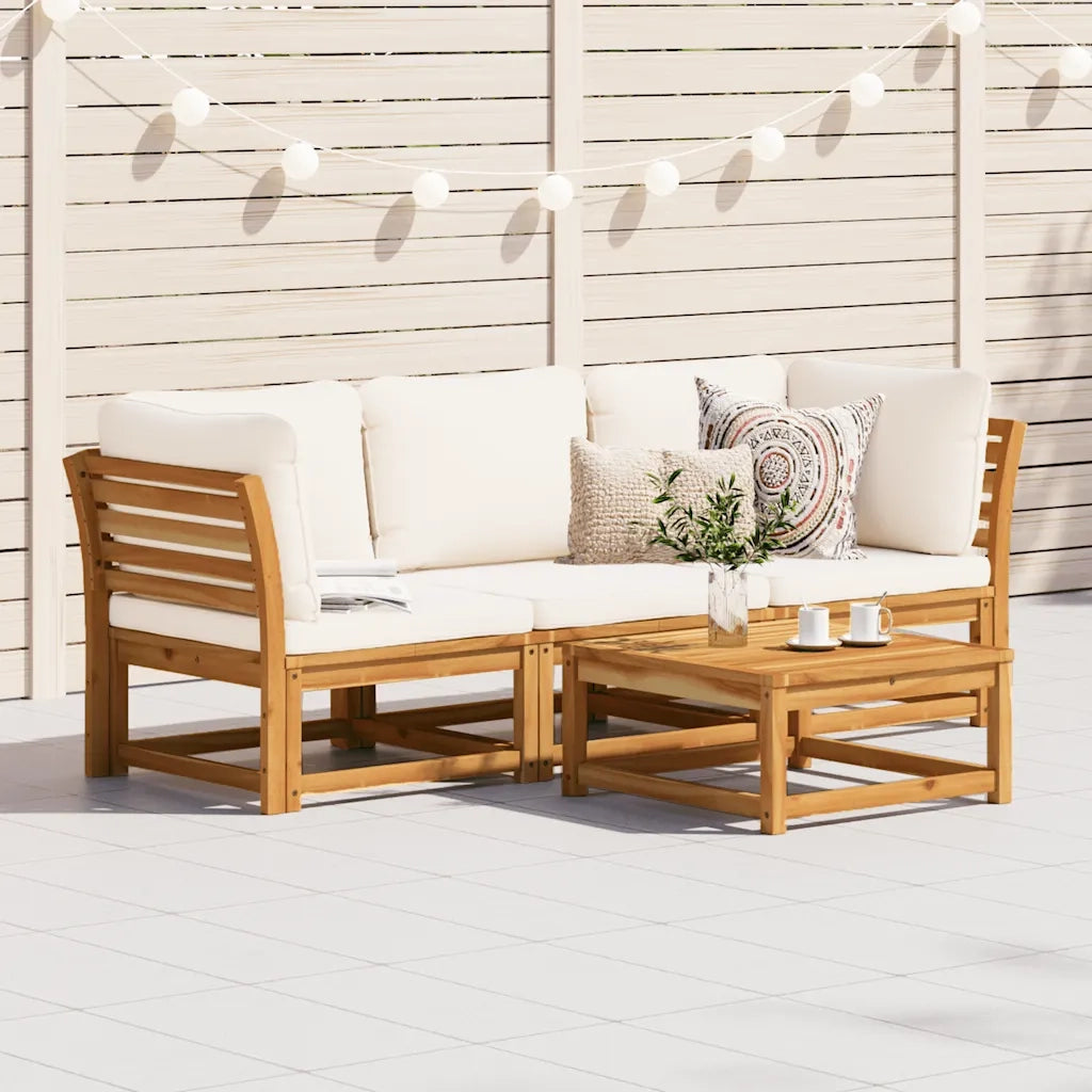 Set Mobili da Giardino 3pz con Cuscini Legno Massello di Acacia 3214291