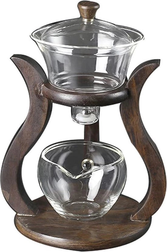 Teapot in vetro termoresistente magnetico con copertura semi automatica per set di the Kungfu