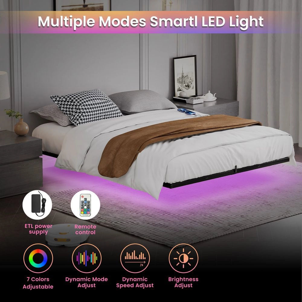 Letto piattaforma 160x200cm?- Xylo - design giapponese LED nero