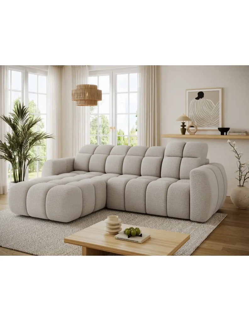 Divano ad angolo elettrico FANOTI 3 posti beige – angolo sinistro