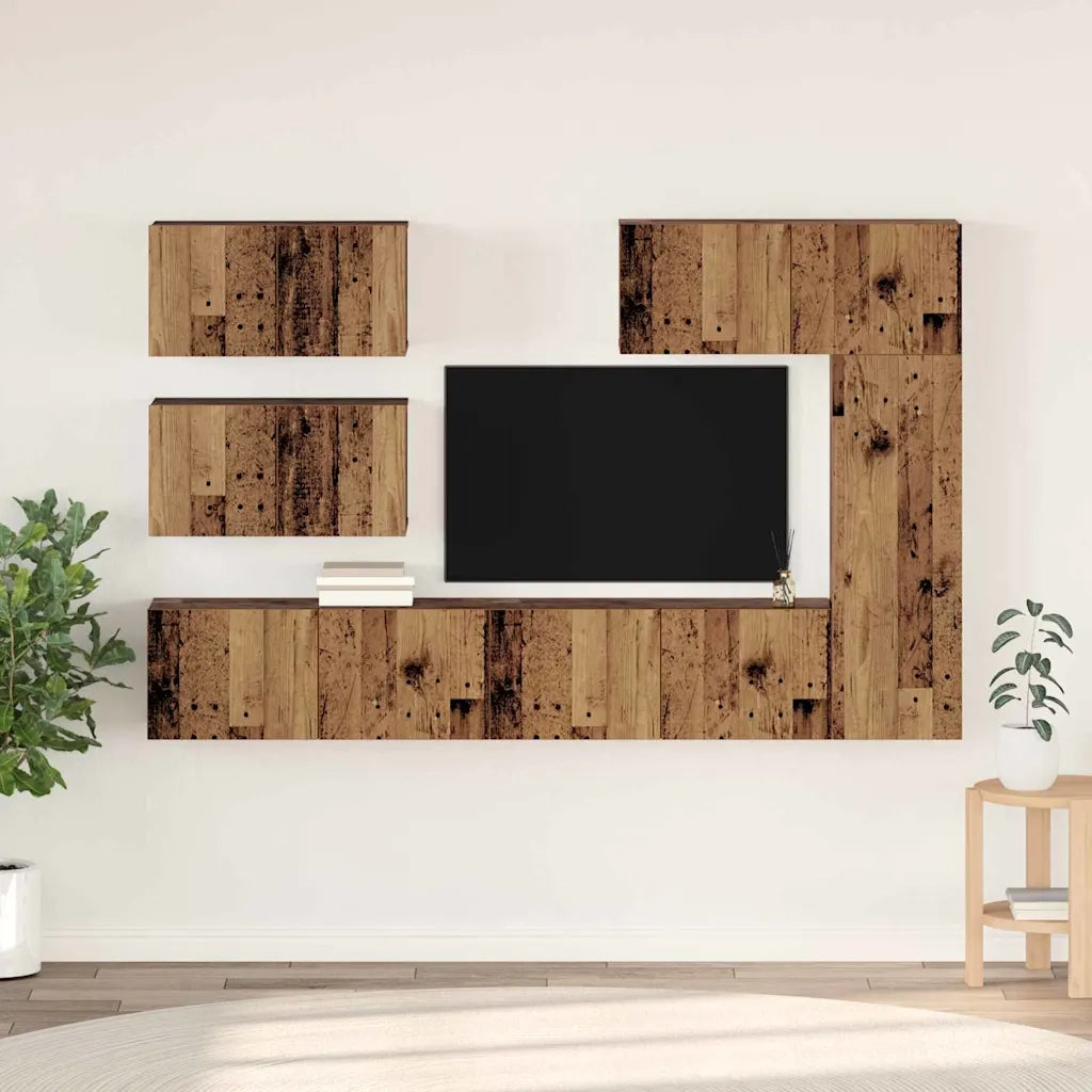 vidaXL Set mobile TV 6 pcs Legno vecchio 30.5 x 30 x 90 cm
