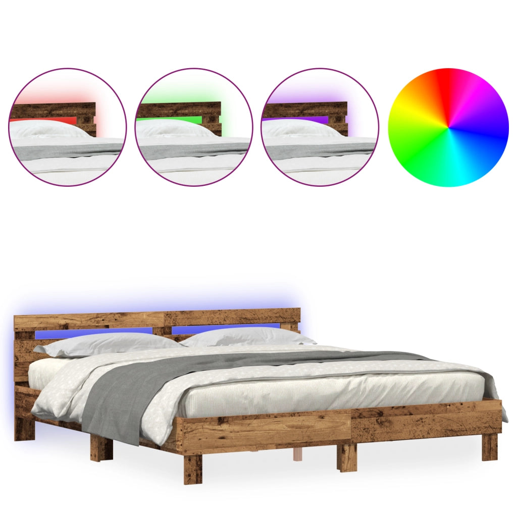 Struttura per Letto Legno Rustico Legno Massello di Recupero