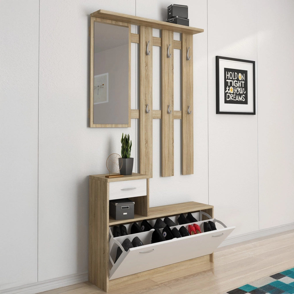 Garolfo, Mobile da Ingresso Specchio Incluso, 25.5x100x190h cm Bianco