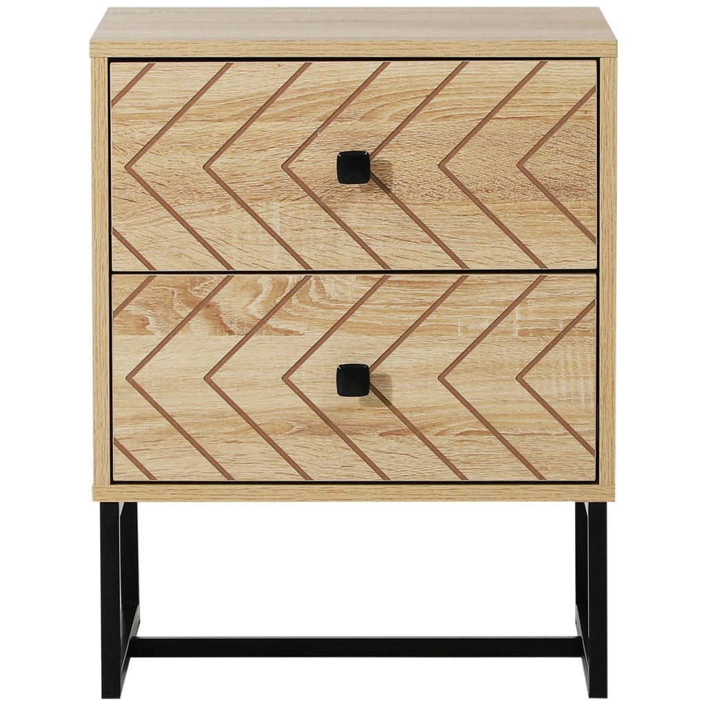 Comodino con 2 Cassetti in Legno ¨C Zephmum ¨C 48x39,5x60 cm