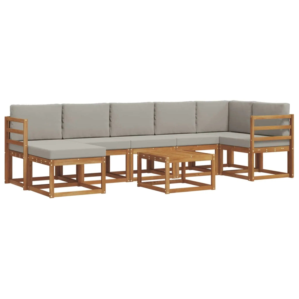 Set di divani da esterno 8 pcs Grigio Naturale e Chiaro