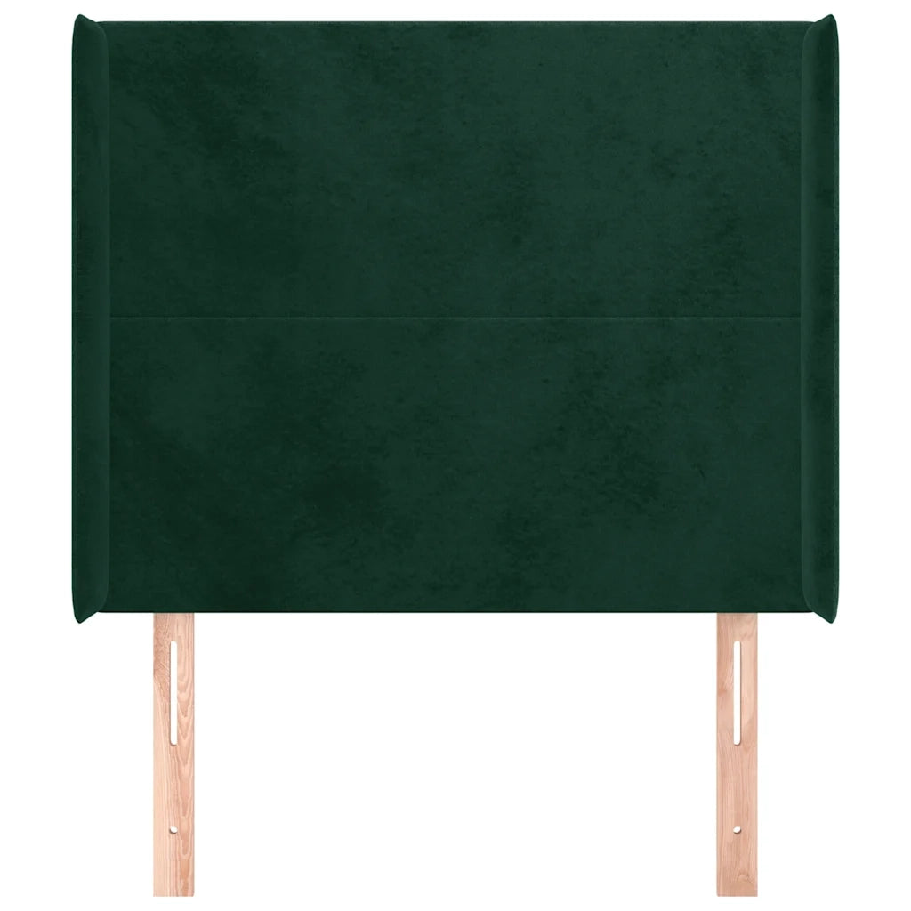 Testiera ad Orecchio Verde Scuro 83x16x118/128 cm in Velluto