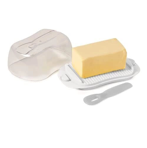 Snips 00863 Burriera Portaburro 0.5 L con Coperchio Trasparente Spalma Burro 2 Chiusure Sicurezza BPA Free colore Bianco