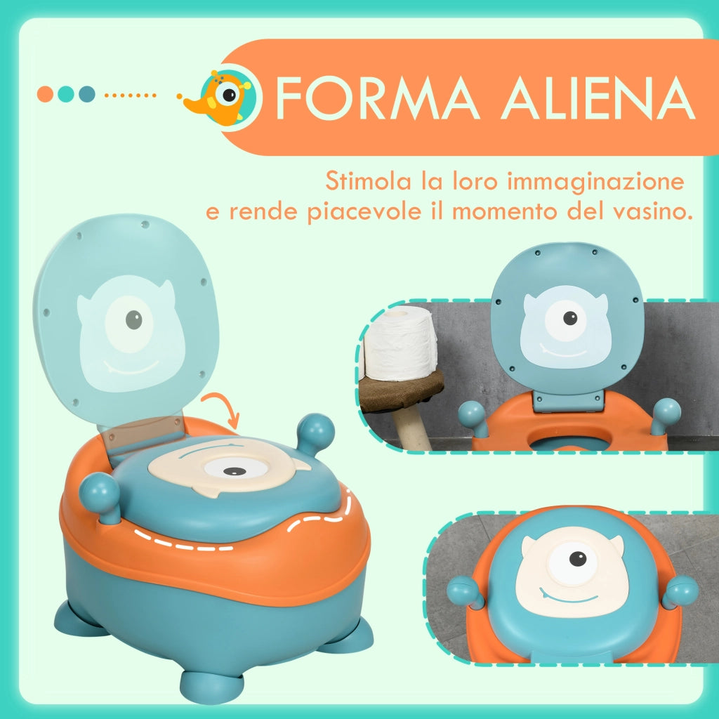 Vasino Ergonomico per Bambini 6+ Mesi con Schienale e Vaschetta Rimovibile Blu Arancione