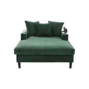 chaise longue in velluto a coste con vano contenitore; porta USB; LED; portabicchieri; verde smeraldo 129 Ã— 170 Ã— 70 cm