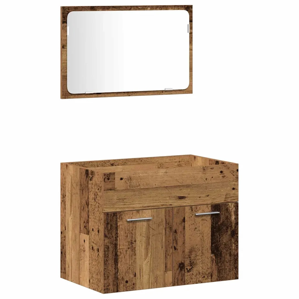 Set di mobili per il bagno con porta 3 pcs Legno vecchio 3332497