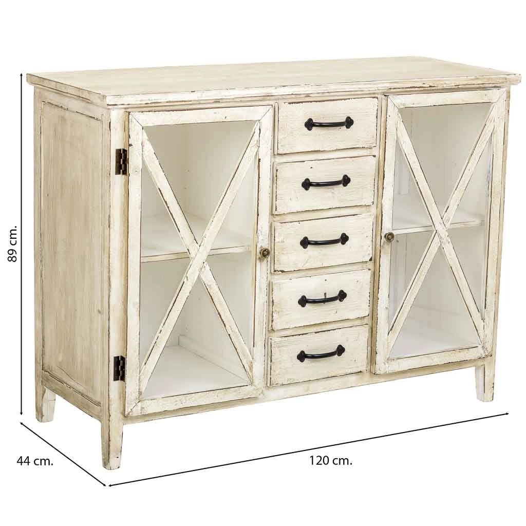 Credenza in legno beige 120x44x89h cm
