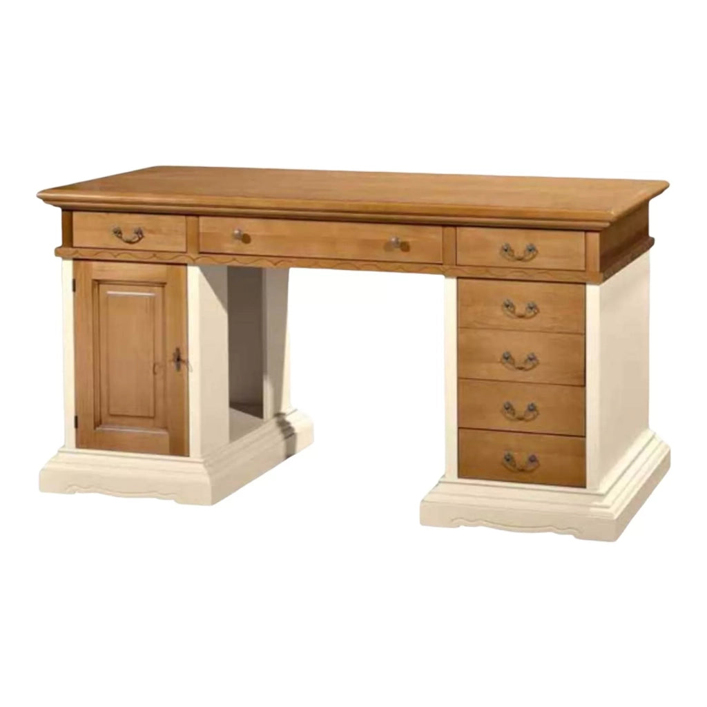 Scrivania arte povera legno avorio noce grano l.160 p.80 h.85 - Mobili 2G
