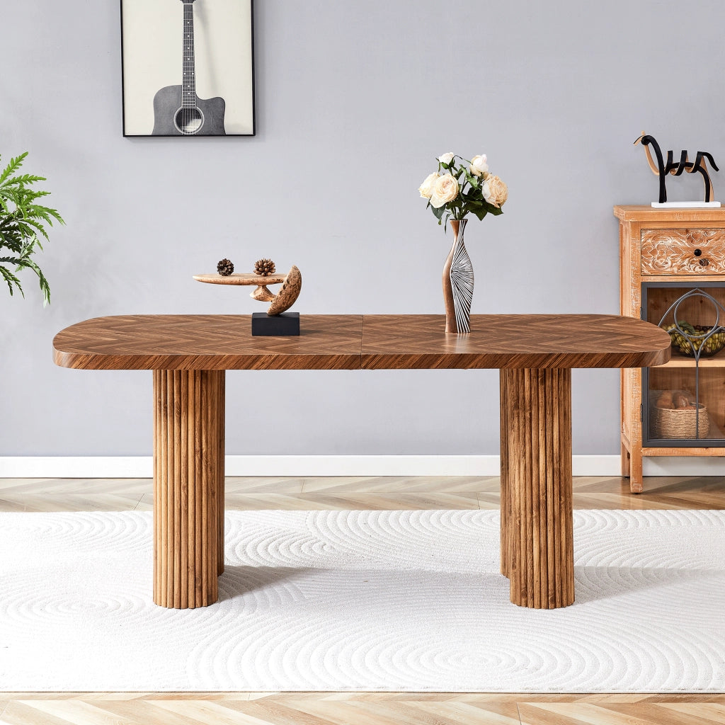 Tavolo da pranzo in MDF con supporto a colonna ad arco, stile moderno, per sala da pranzo e soggiorno, 180 × 90 cm