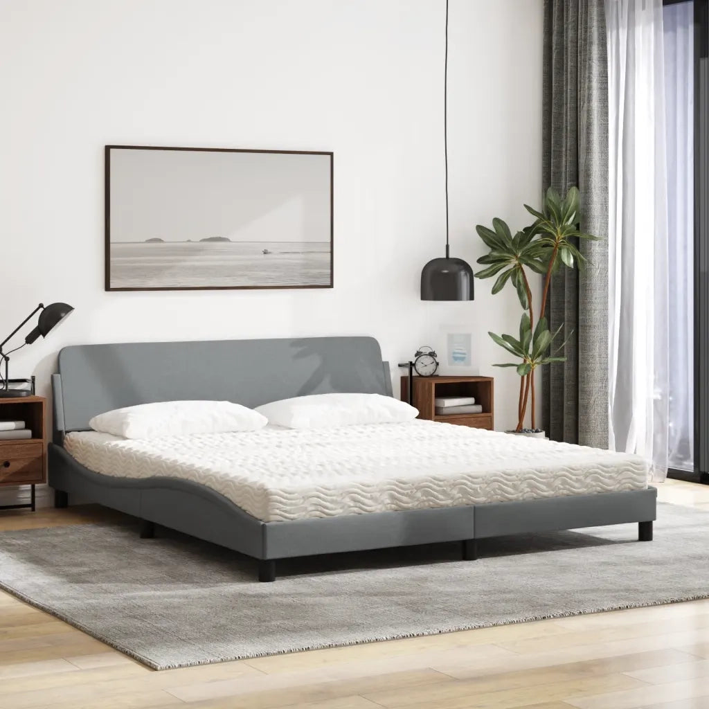 Letto con Materasso Dover Grigio Chiaro180x200 cm Tessuto 3208444
