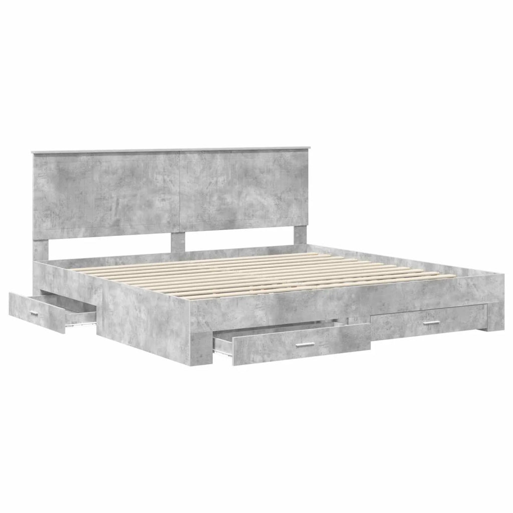 Struttura del letto con testiera Grigio cemento 200 x 200 cm 3411267