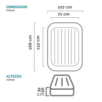 66810NP - Materasso Baby Casa E Viaggio Cm 107X168X25  Con Pompa Manuale