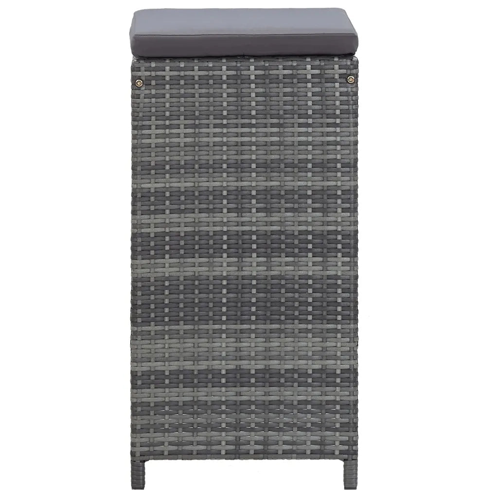 Set da Bar da Giardino 7 pz con Cuscini in Polyrattan Grigio 49561