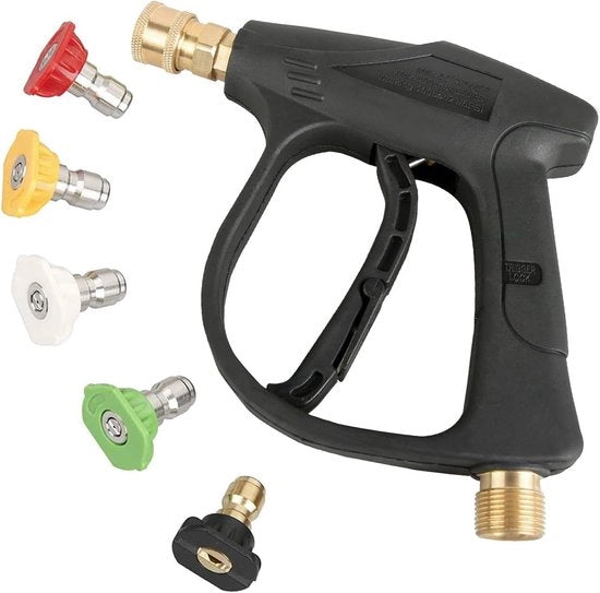 Spazzola ad alta pressione - Auto lavaggio - Pistola spray potente - Connettiore 1/4 pollice - 5 bocche di spinta - Adatto per vari lavaggi - Modello M...