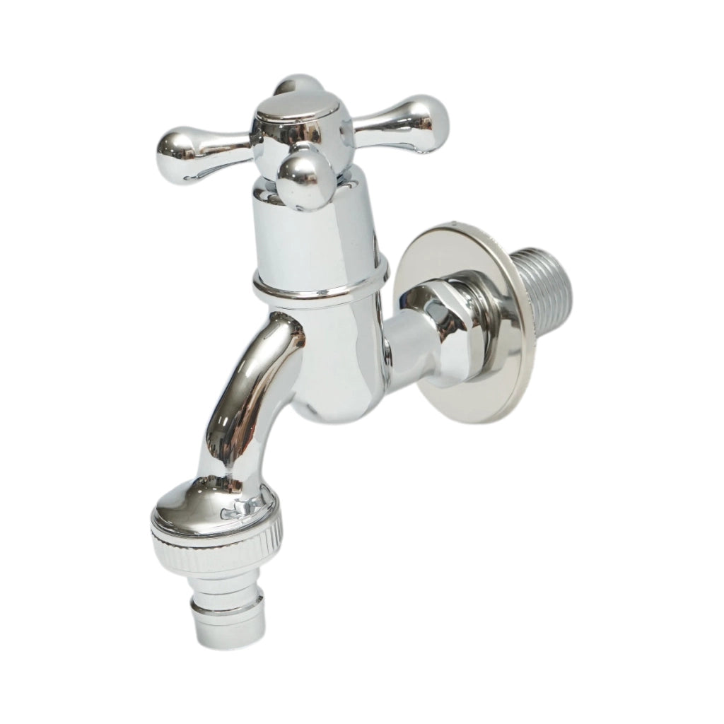 Rubinetto per acqua di servizio, montaggio a parete, acciaio inox, cromo lucido