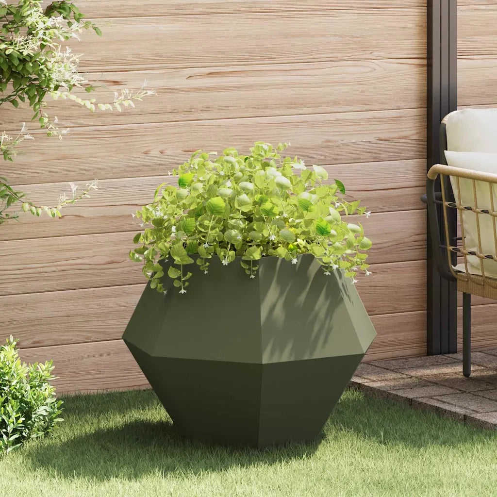 Fioriera | Cassetta per fiori | Vaso Verde oliva 75 x 75 x 60 cm Acciaio